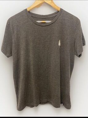 tentree Women's Short-Sleeve Crew Tee in Heather Charcoal with Chest Tree Logo